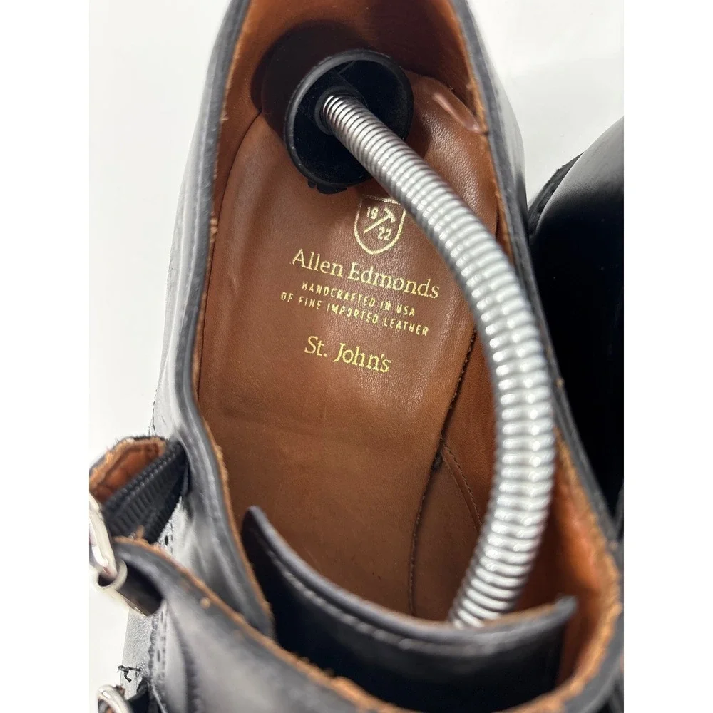 Allen Edmonds St. Johns Mens Black Leather Double Monk Strap Brogue Shoes